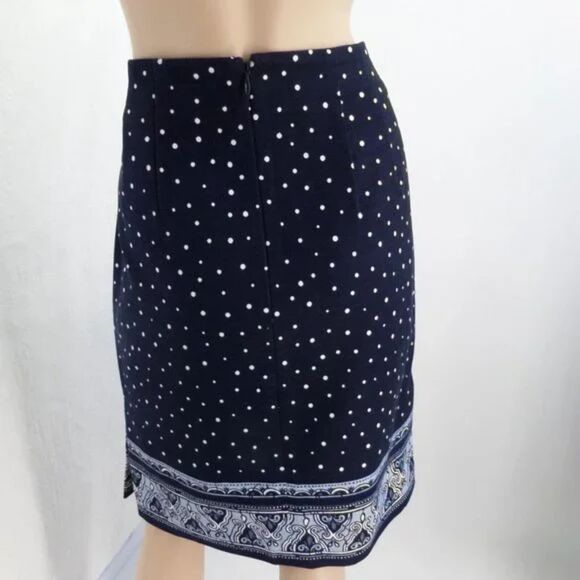 LOFT BLUE POLKA DOT PRINT STRAIGHT CLASSIC CASUAL CAREER COTTON SKIRT SZE: 6 NEW - Picture 4 of 5